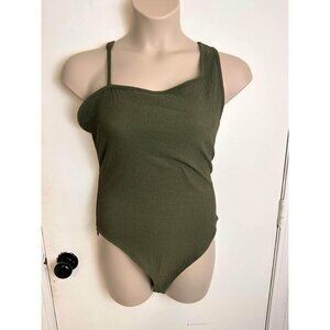 Bodysuit Olive Green Asymmetrical with adjustable straps size XL #0738